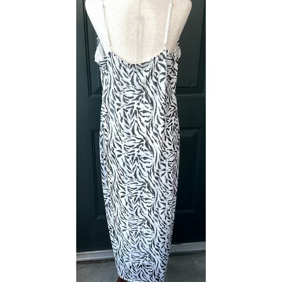 AFRM Amina Slip Midi Dress 2X Zebra Animal Print Mesh Stretch Glam Going Out - Picture 6 of 8